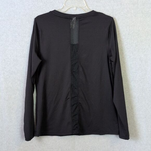 Marika Black Mesh Panel Long Sleeve Athletic Tee Women's L - Picture 2 of 5